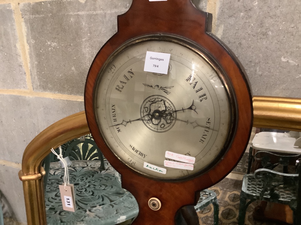 A 19th century mahogany wheel barometer, height 106cm
